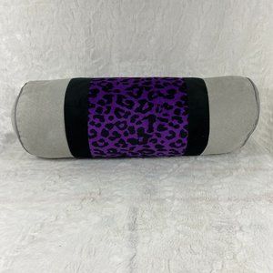 Leopard Print, Animal Print, Purple Gray Black Throw Lumbar Roll Pillow  Safari